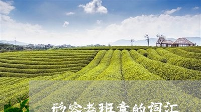 形容老班章的词汇/2023032968391