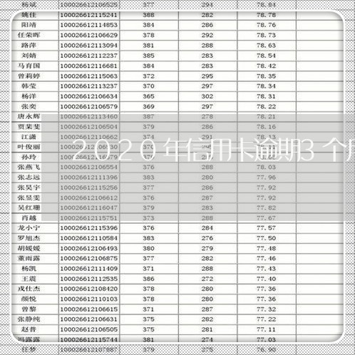 2020年信用卡逾期3个月/2023091340381