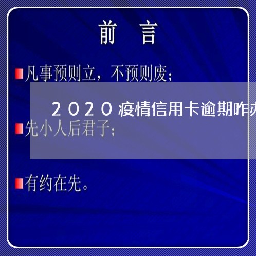 2020疫情信用卡逾期咋办/2023091306059