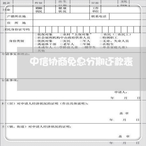 中信协商免息分期还款表/2023092365147