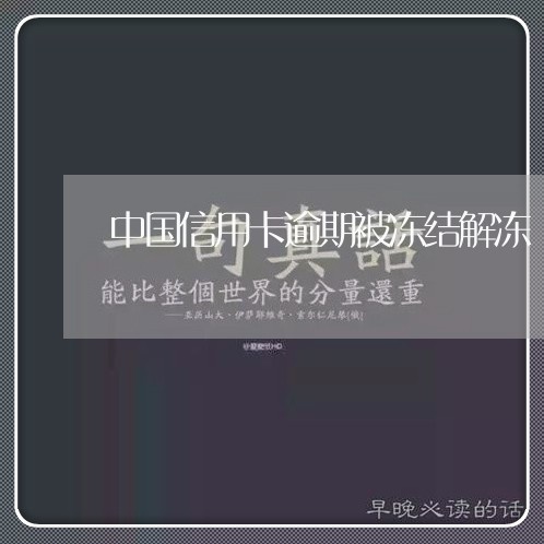 中国信用卡逾期被冻结解冻/2023121769481