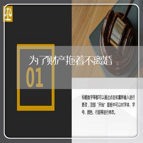 为了财产拖着不离婚/2023110661683