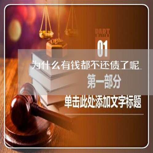 为什么有钱都不还债了呢/2023110988040