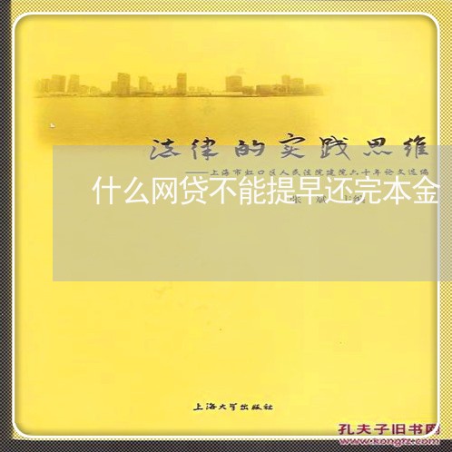 什么网贷不能提早还完本金/2023111698151