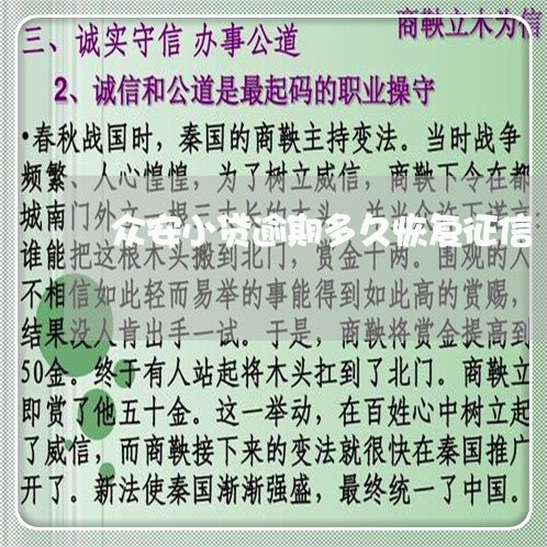 众安小贷逾期多久恢复征信/2023072399572