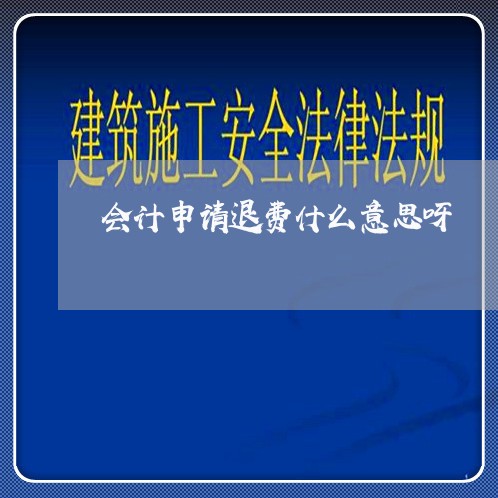 会计申请退费什么意思呀/2023061690594