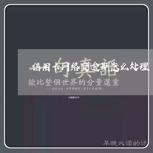 信用卡网络贷逾期怎么处理/2023120651592