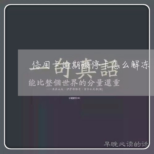 信用卡逾期被停卡怎么解冻/2023120574037