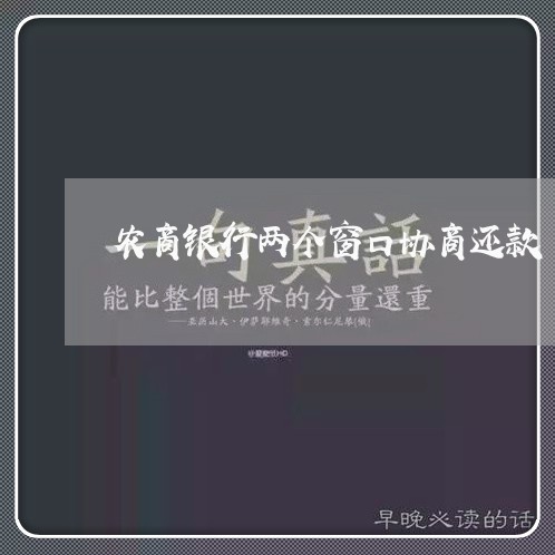 农商银行两个窗口协商还款/2023100748360