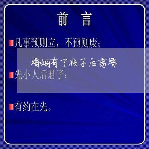 婚姻有了孩子后离婚/2023111039168