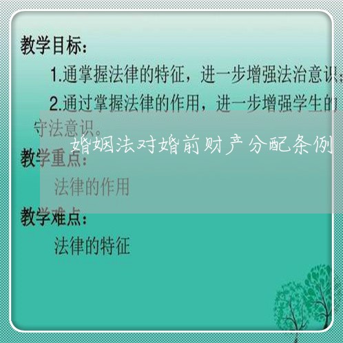 婚姻法对婚前财产分配条例/2023112405046