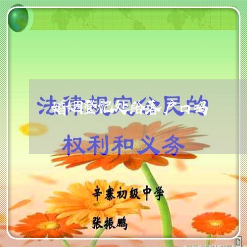 婚姻登记处给落户口吗/2023112720589