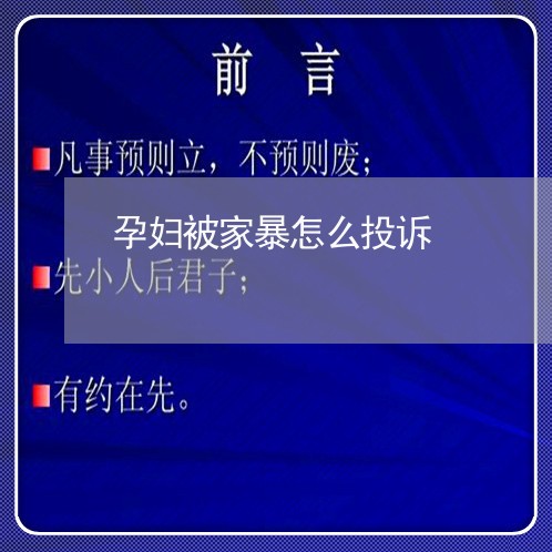 孕妇被家暴怎么投诉/2023110841405