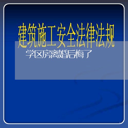 学区房离婚后悔了/2023092403917