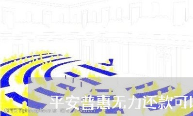 平安普惠无力还款可以协商/2023100506268