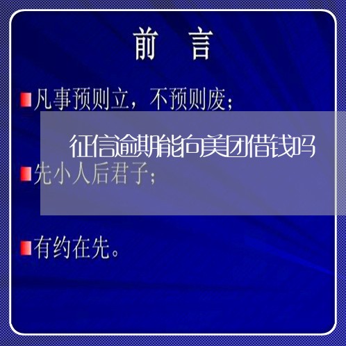 征信逾期能向美团借钱吗/2023062204716