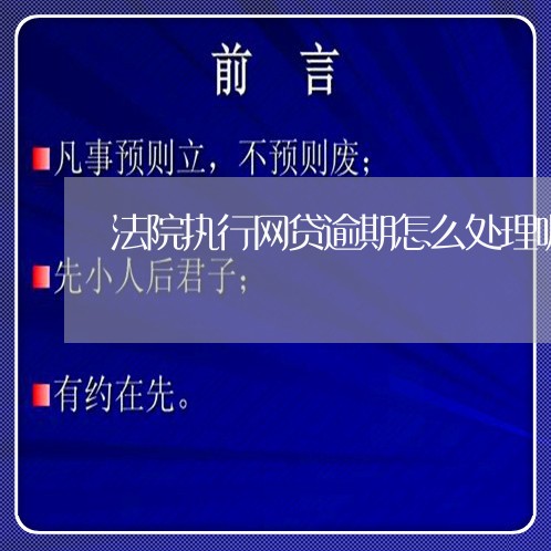 法院执行网贷逾期怎么处理呢/2023110631583