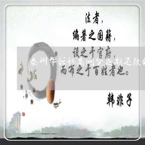 泰州帮忙协商网贷延期还款的公司/2023100752693