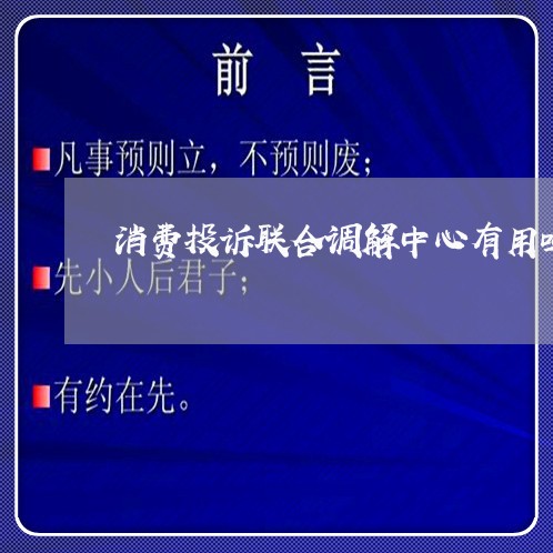 消费投诉联合调解中心有用吗/2023030968371