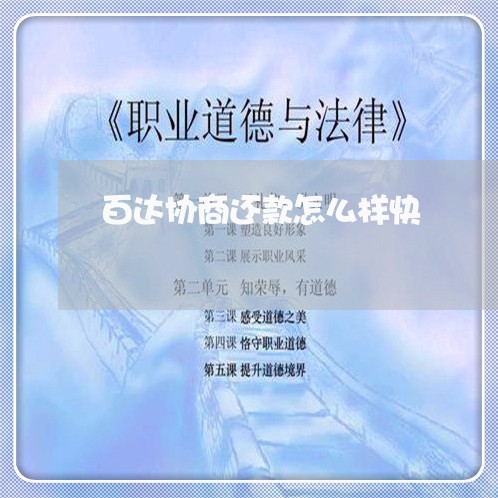 百达协商还款怎么样快/2023092677281