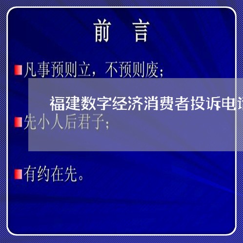 福建数字经济消费者投诉电话/2023032358681