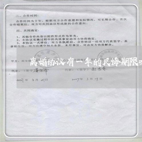 离婚协议有一年的反悔期限吗/2023111805147