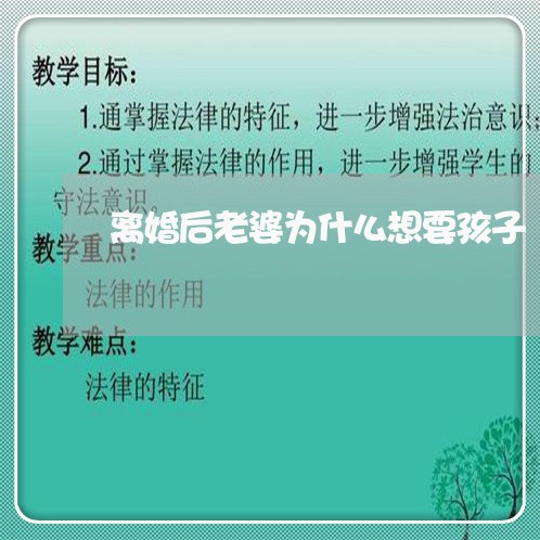 离婚后老婆为什么想要孩子/2023111707059