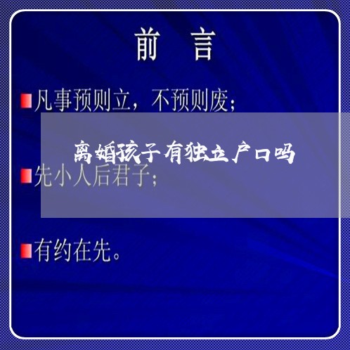 离婚孩子有独立户口吗/2023111623724