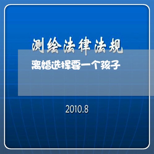 离婚选择要一个孩子/2023111549270