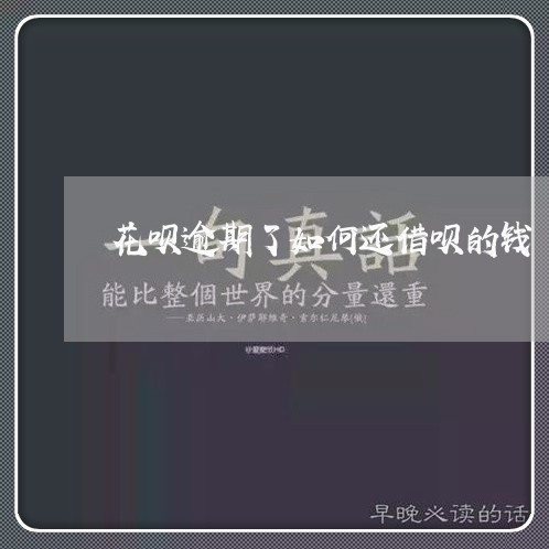 花呗逾期了如何还借呗的钱/2023061536149