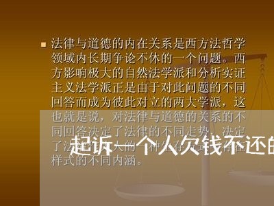 起诉一个人欠钱不还的程序/2023120562503