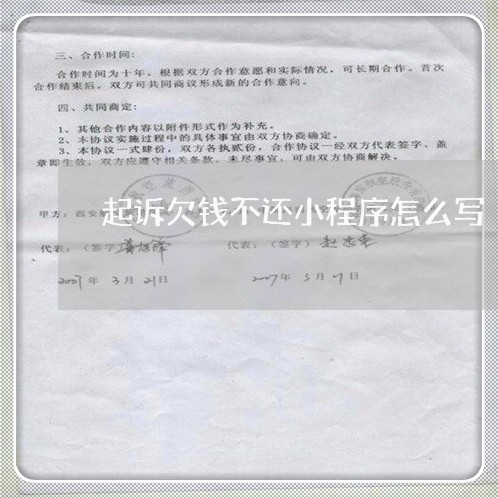 起诉欠钱不还小程序怎么写/2023112715249