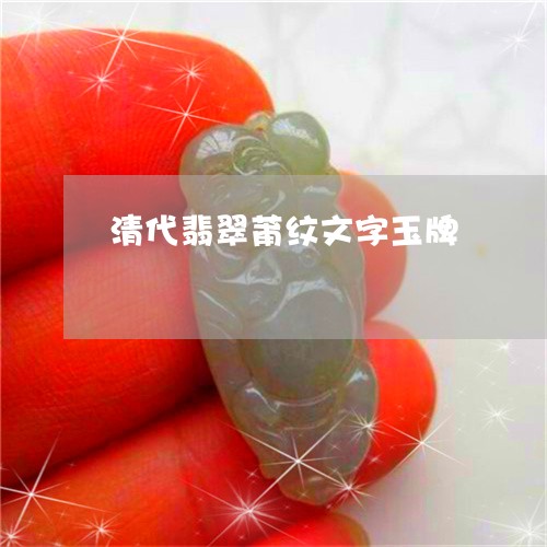 清代翡翠莆纹文字玉牌/2023051167178