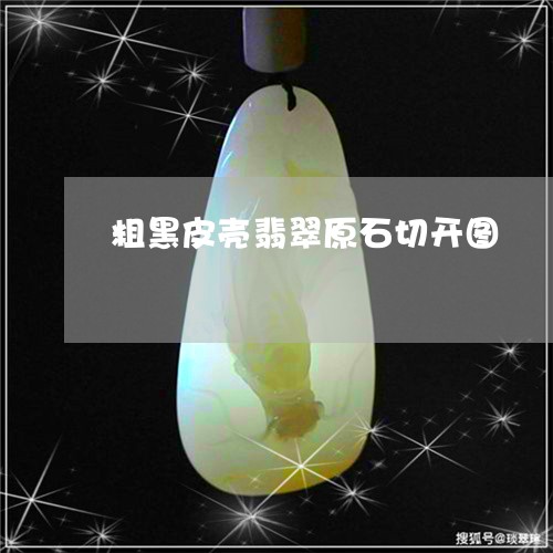 粗黑皮壳翡翠原石切开图/2023090783836