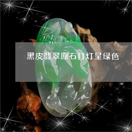 黑皮翡翠原石打灯呈绿色/2023061691504